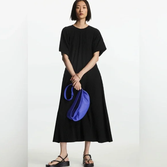 COS Tops Cos Pleated Midi Tshirt Dress In Black Size Xs Poshmark